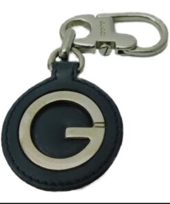 Gucci 'G' Logo Leather Keyring/Bag Charm (Black)