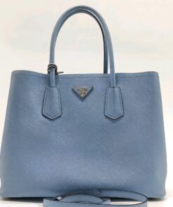 Prada Cuir Double Saffiano Tote Blue