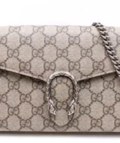 Gucci GG Supreme Monogram Mini Dionysus Wallet On Chain Beige Taupe