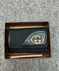 Gucci Black Signature GG Canvas/Leather Key Holder