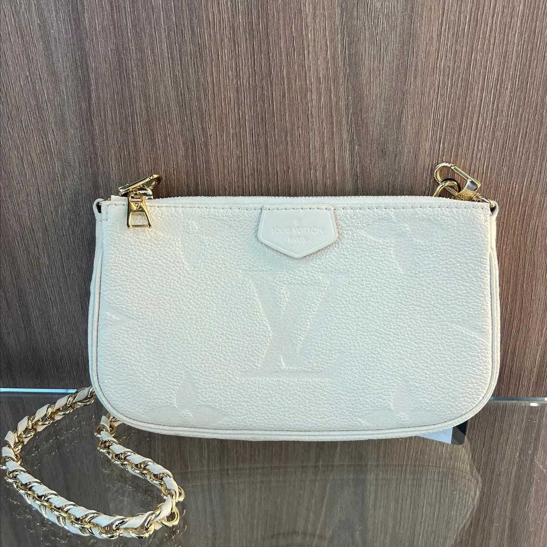 Louis Vuitton Monogram Empreinte Mini Pochette Cream Ivory White