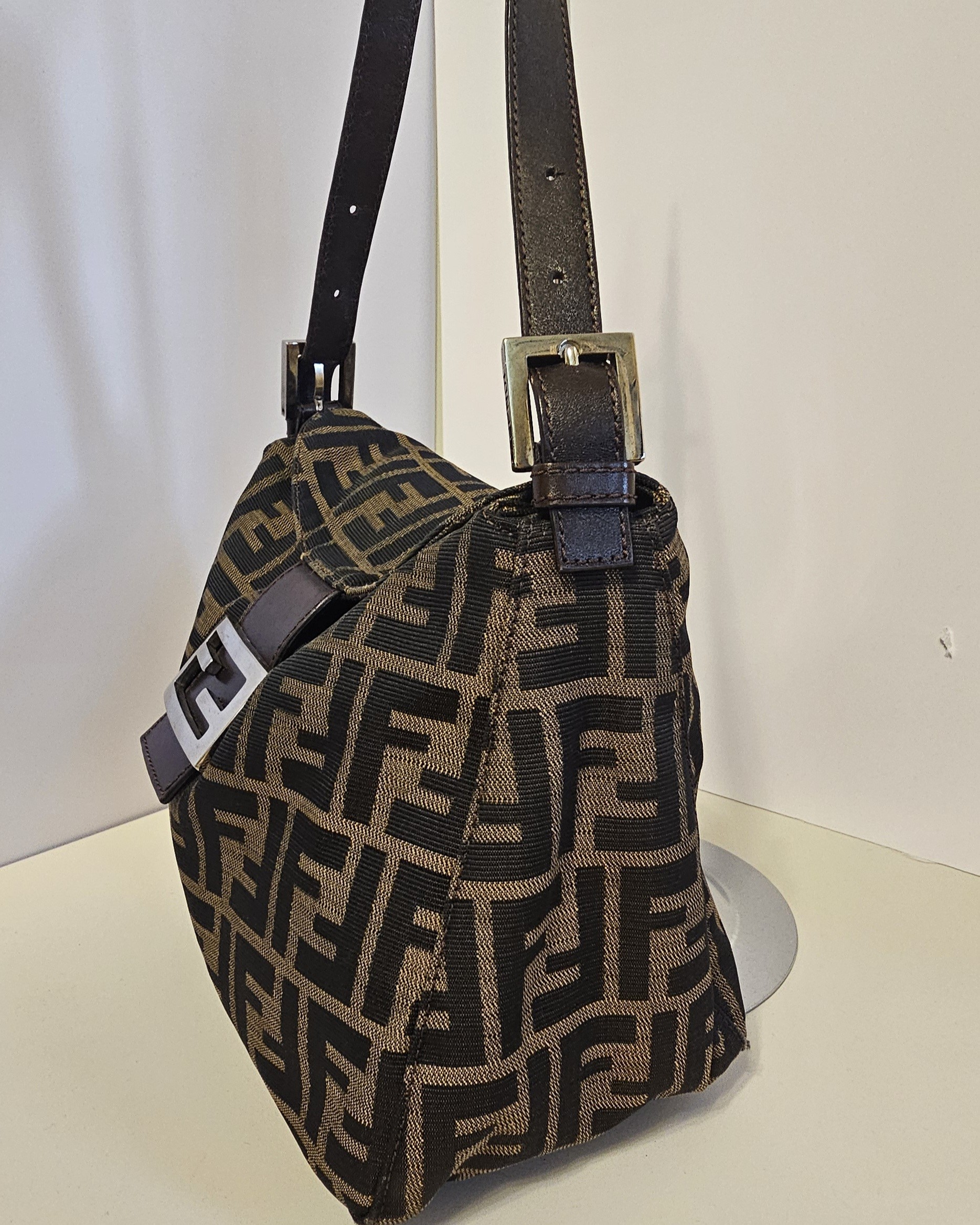 Fendi Zucca Mamma Baguette Shoulder Bag in Brown Canvas and Leather - Image 3