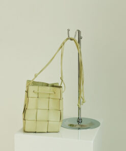Alternative view of Bottega Veneta Intercciato Mini Cassette Bucket Bag Washed Yellow