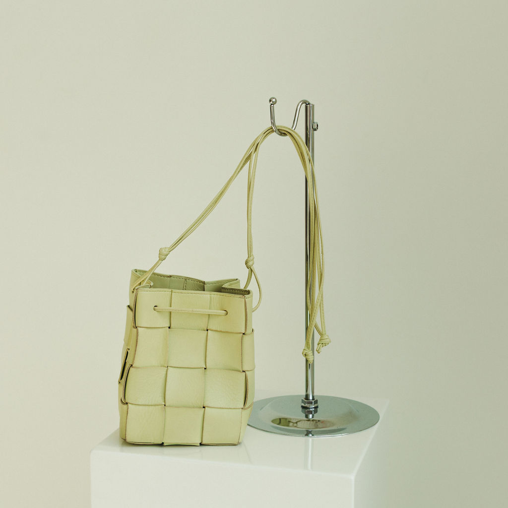 Bottega Veneta Intercciato Mini Cassette Bucket Bag Washed Yellow - Image 2