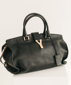 Saint Laurent Cabas Chyc  "Y"  Black Leather Tote Bag