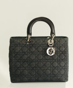 Alternative view of Christian Dior Lady Dior Quilted Cannage Denim Tote Bag Navy Blue