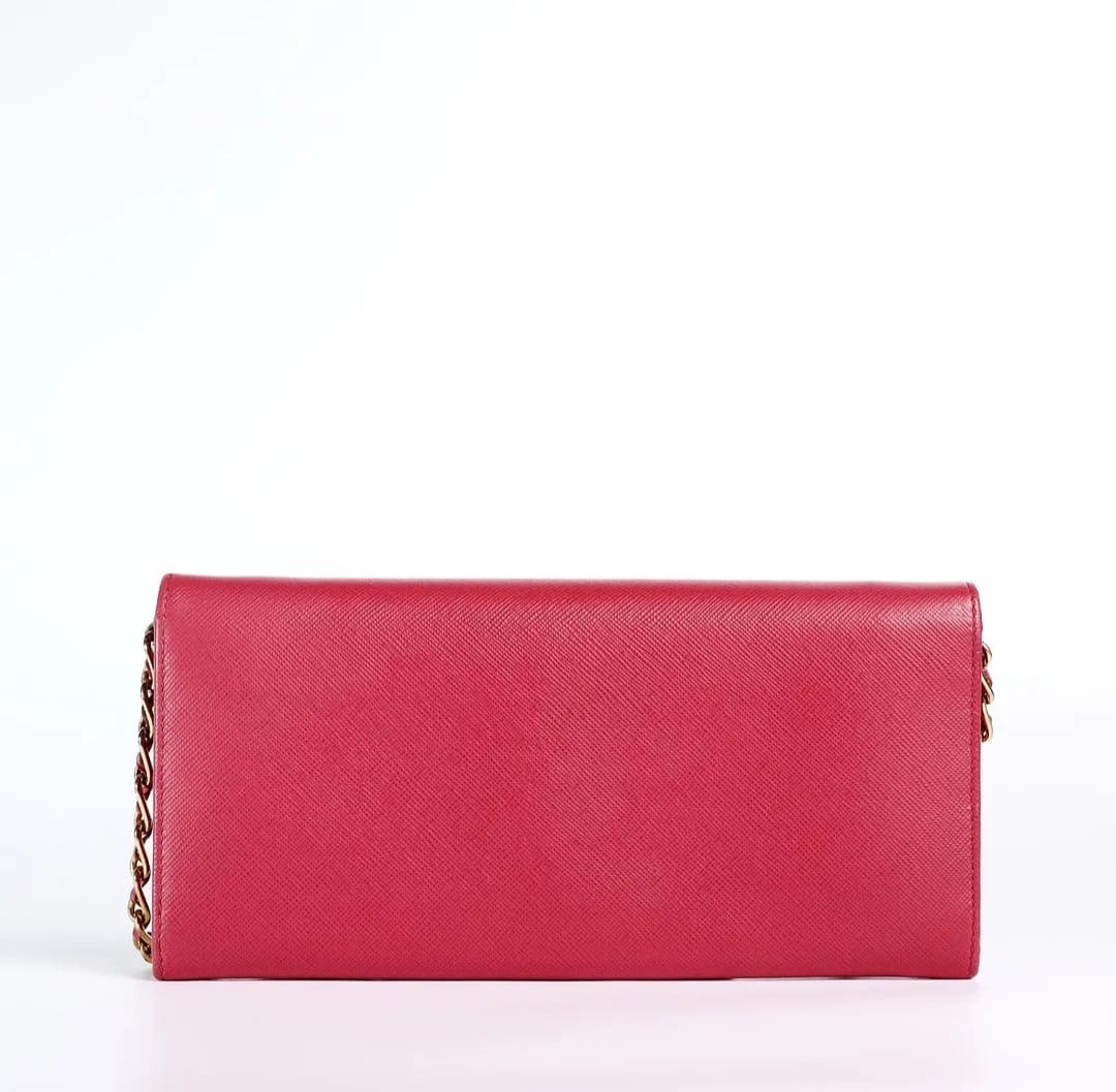 Prada Saffiano Leather Wallet On Chain Pink - Image 4