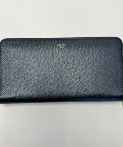 Celine Large Zipped Wallet in Black Grained Calfskin Leather