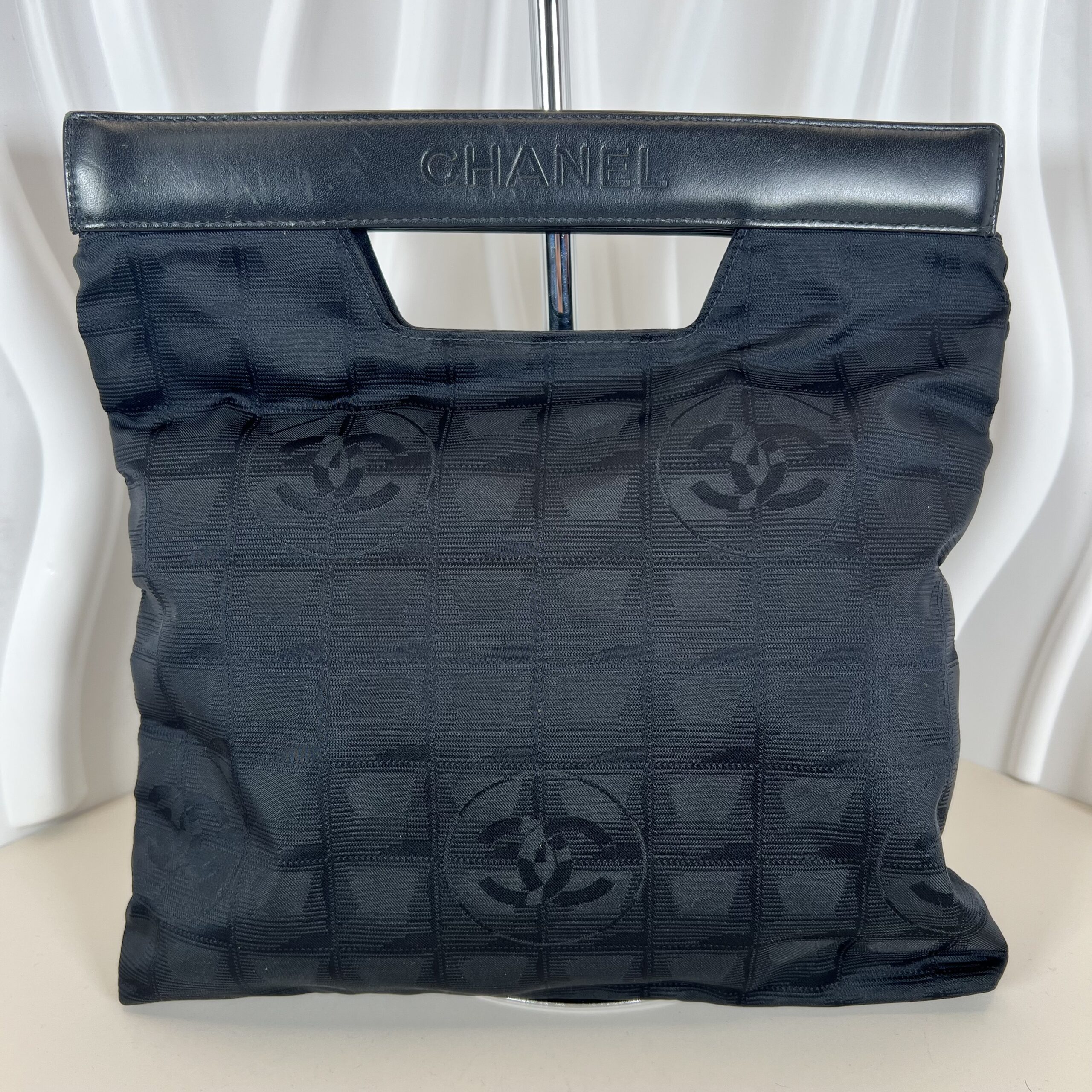 Chanel Black Nylon Travel Line Tote Bag