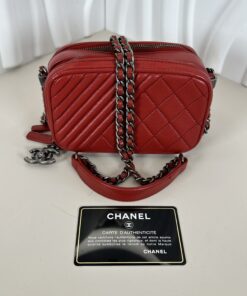 Chanel Mini Coco Boy Camera Bag in Quilted Red Leather