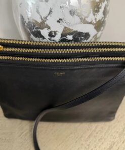 Alternative view of Celine Trio shoulder bag in black lambskin leather