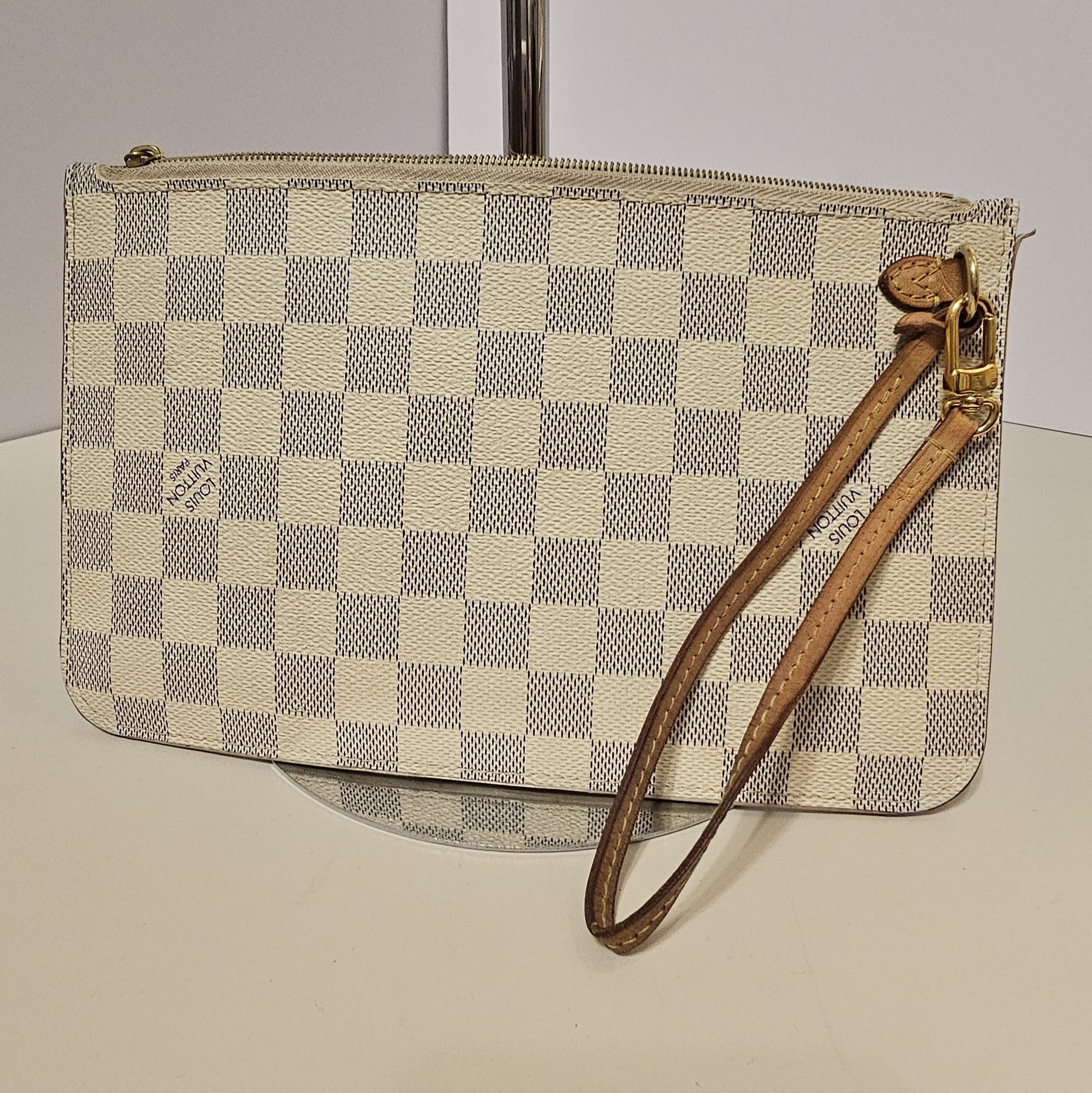 Louis Vuitton Damier Azur Neverfull Pochette Wristlet