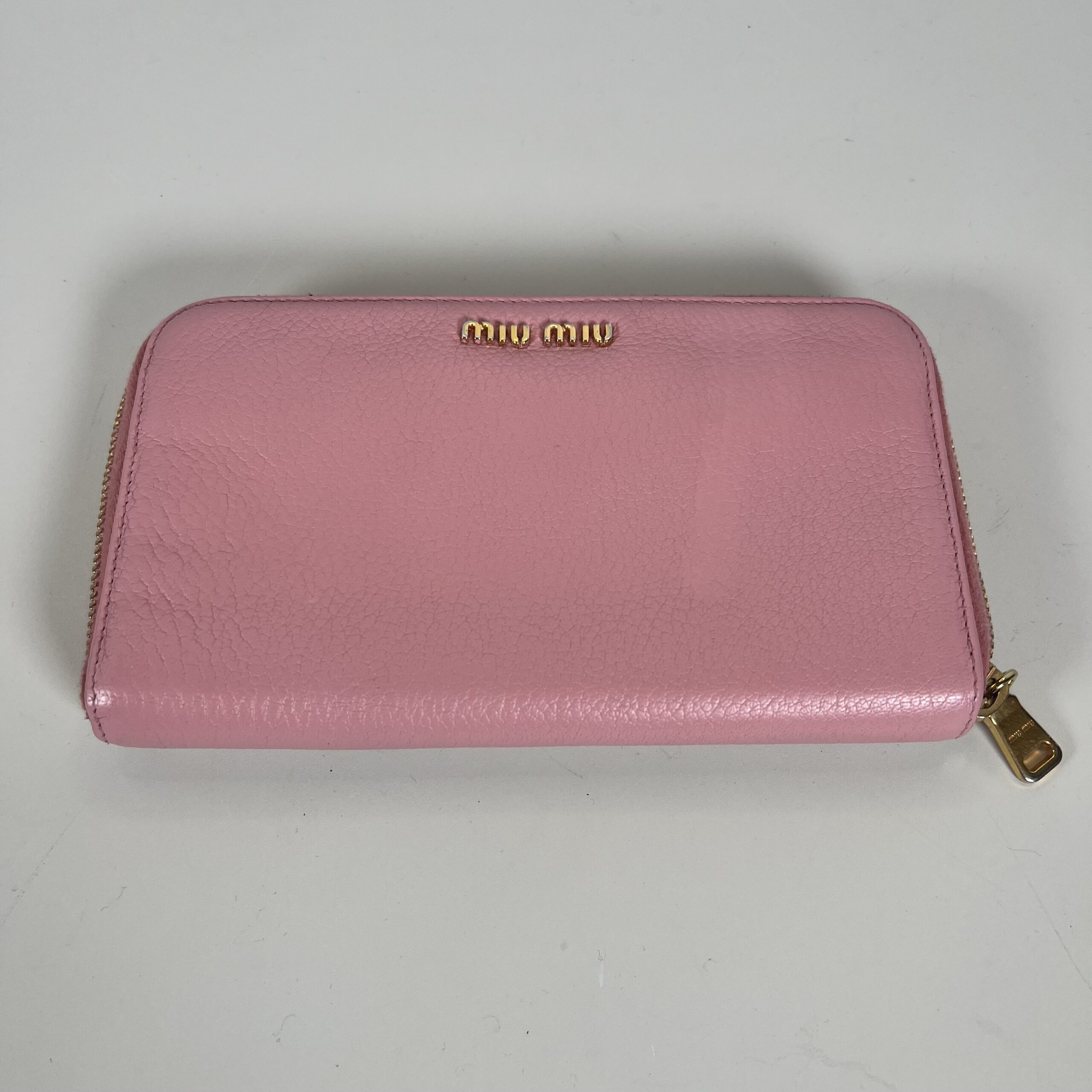 Miu Miu Pink Leather Zip-Around Long Wallet