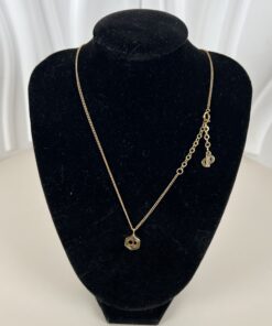 Christian Dior Vintage CD Logo Hexagon Pendant Necklace, Gold Plated