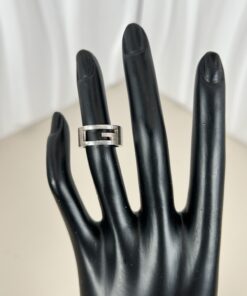 Alternative view of Gucci Sterling Silver Logo Band Ring size 4.5