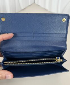 Alternative view of Prada Saffiano Leather Bow Continental Wallet (Bluette Blue)