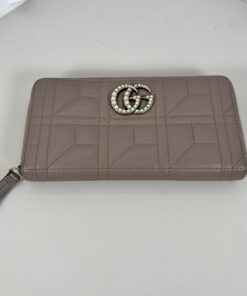 Gucci GG Marmont Matelassé Chevron Pearly Zip-Around Wallet