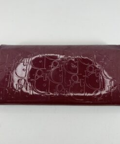 Alternative view of Christian Dior Trotter Oblique Embossed Patent Leather Long Wallet, Burgundy/Bordeaux