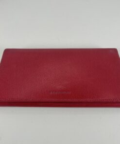 Burberry Red Leather Continental Wallet with Classic Nova Check Interior