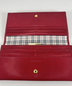 Alternative view of Burberry Red Leather Continental Wallet with Classic Nova Check Interior