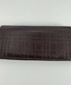Burberry Embossed Check Long Wallet - Dark Brown