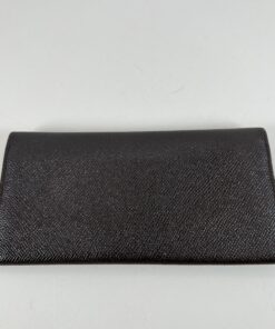 Alternative view of Bvlgari Dark Brown Textured Leather Long Wallet with Gold-Tone Logo Snap Closure