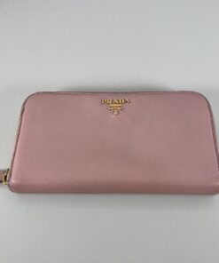 Prada Saffiano Leather Zip-Around Wallet Powder Pink