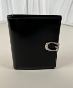 Gucci Vintage Black Patent Leather G-Clasp Bifold Wallet