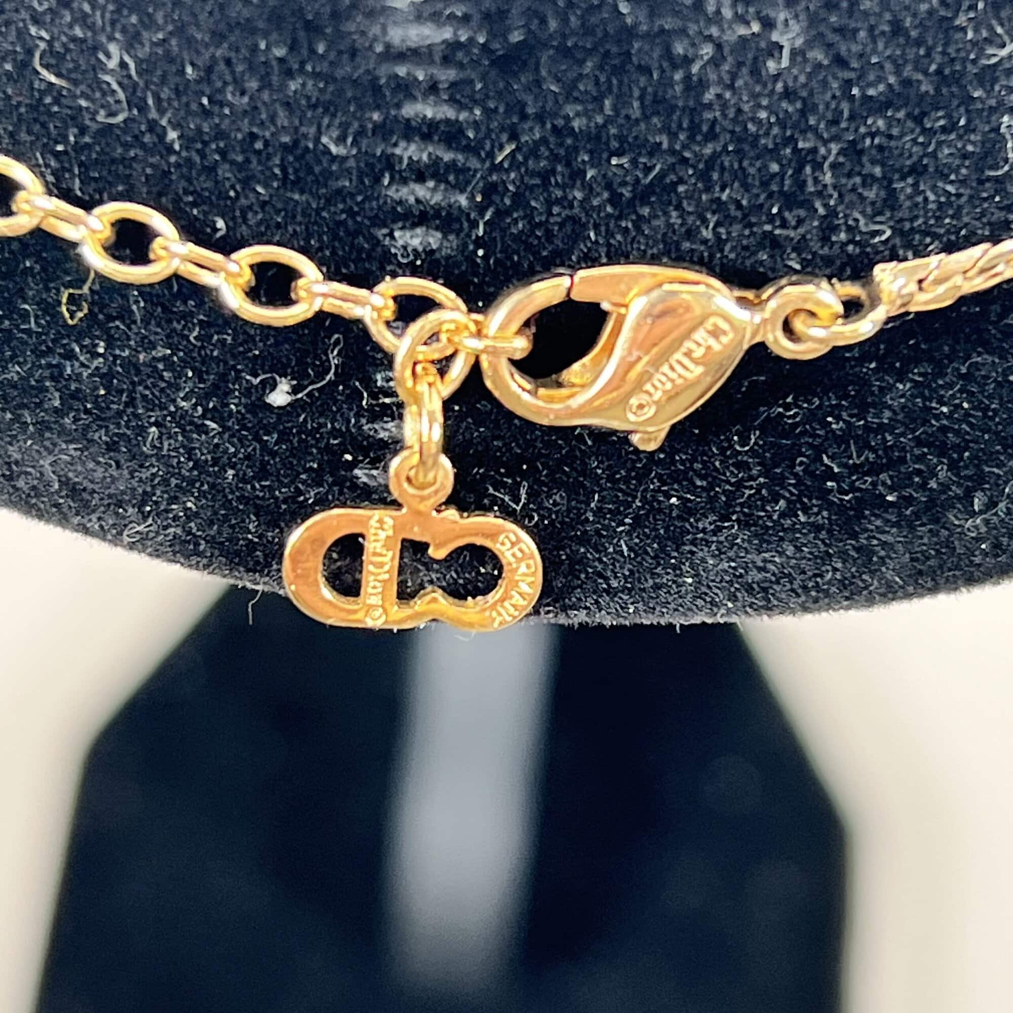 Christian Dior Gold-Tone Twisted Rope Bar Necklace Choker - Image 2