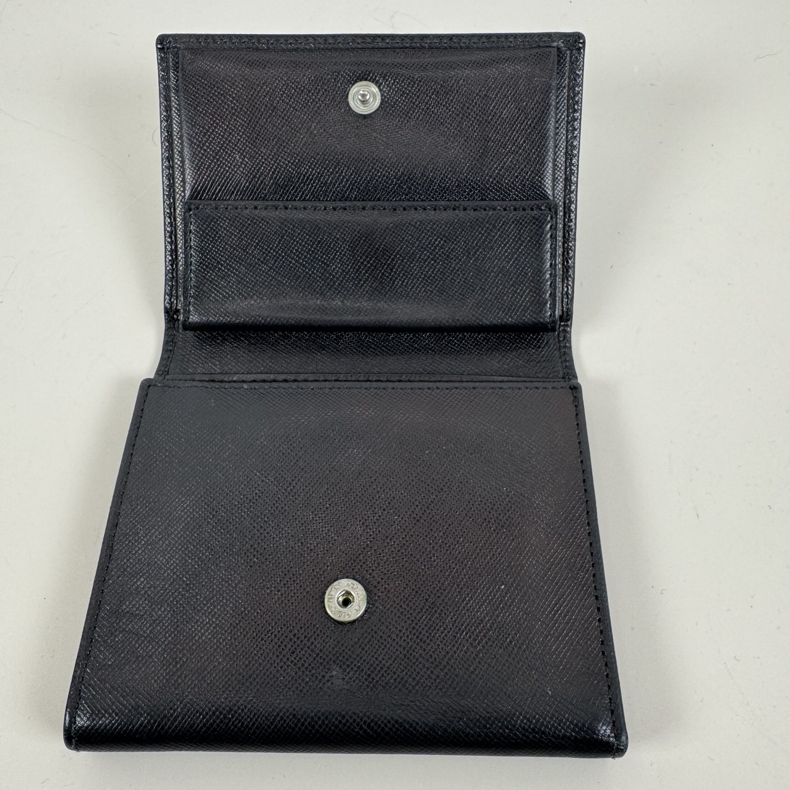 Prada Black Saffiano Leather Compact Wallet - Image 3