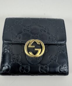 Gucci Black Guccissima Leather Interlocking G French