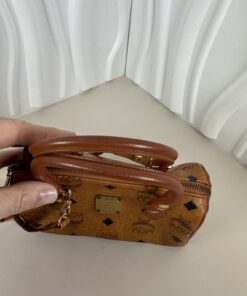 Alternative view of MCM Mini Boston Satchel Bag in Classic Cognac Visetos