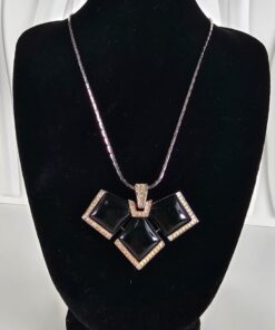 Givenchy Faux Onyx & Rhinestone Geometric Necklace
