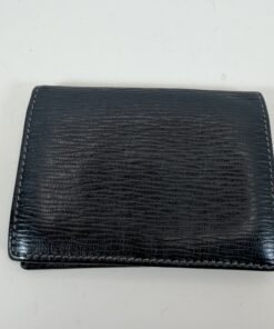Alternative view of Salvatore Ferragamo Men's Black Textured Leather Card Holder / Card Case