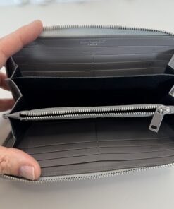 Alternative view of Saint Laurent Grey Leather Long Zip Wallet with Silver-Tone YSL Logo