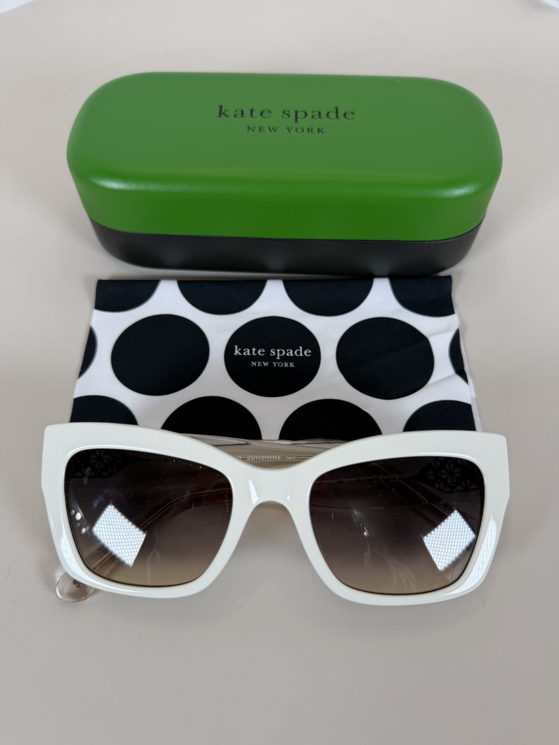 Kate Spade VALERIA/S 0VK6 GA White Cat-Eye Sunglasses w/ Case