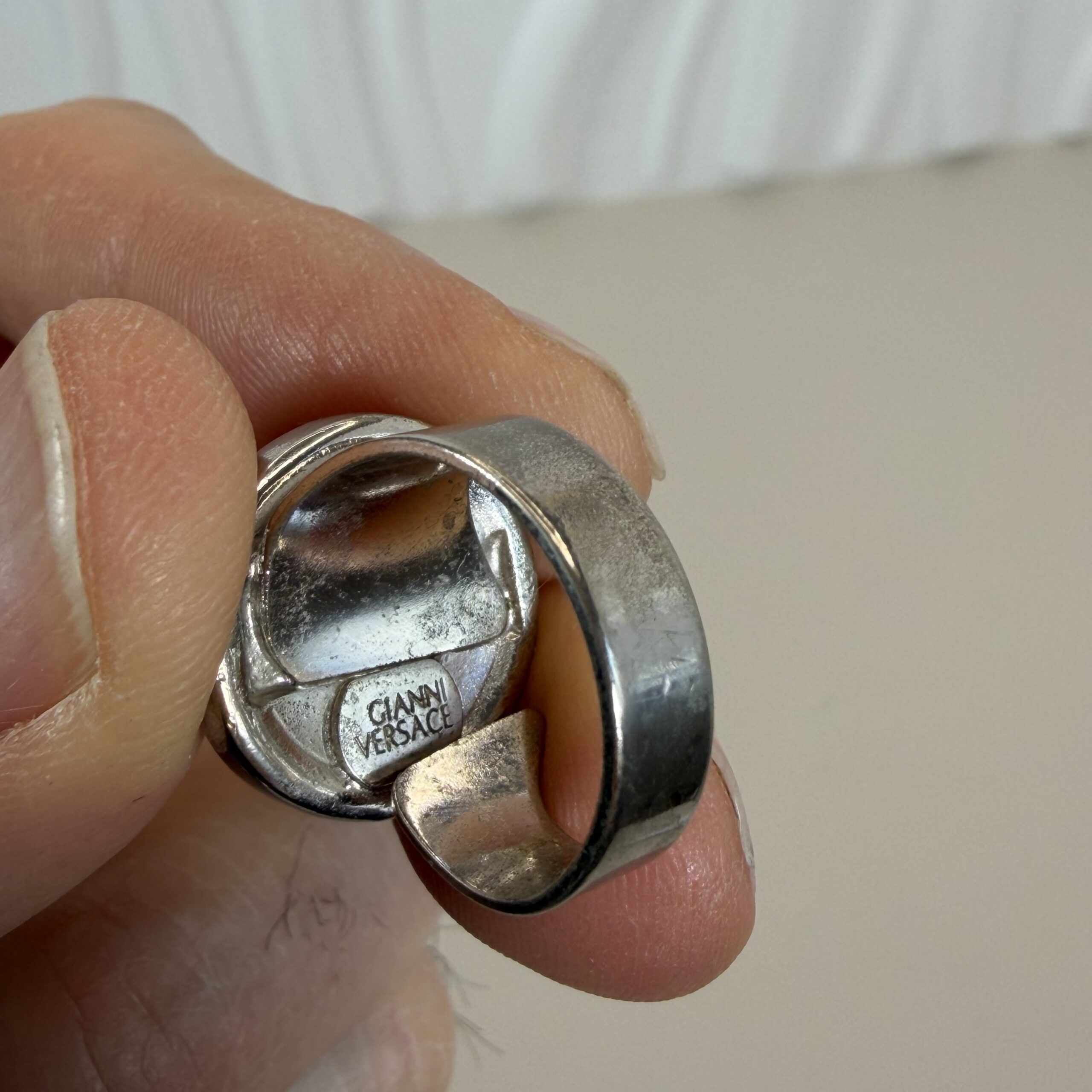 Versace Medusa Head Statement Ring with Orange Crystals - Image 2