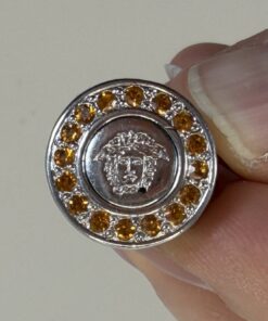 Versace Medusa Head Statement Ring with Orange Crystals