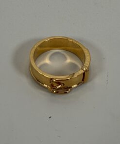 Hermès Gold-Tone Belt Buckle Scarf Ring / Ring size 9.5-10