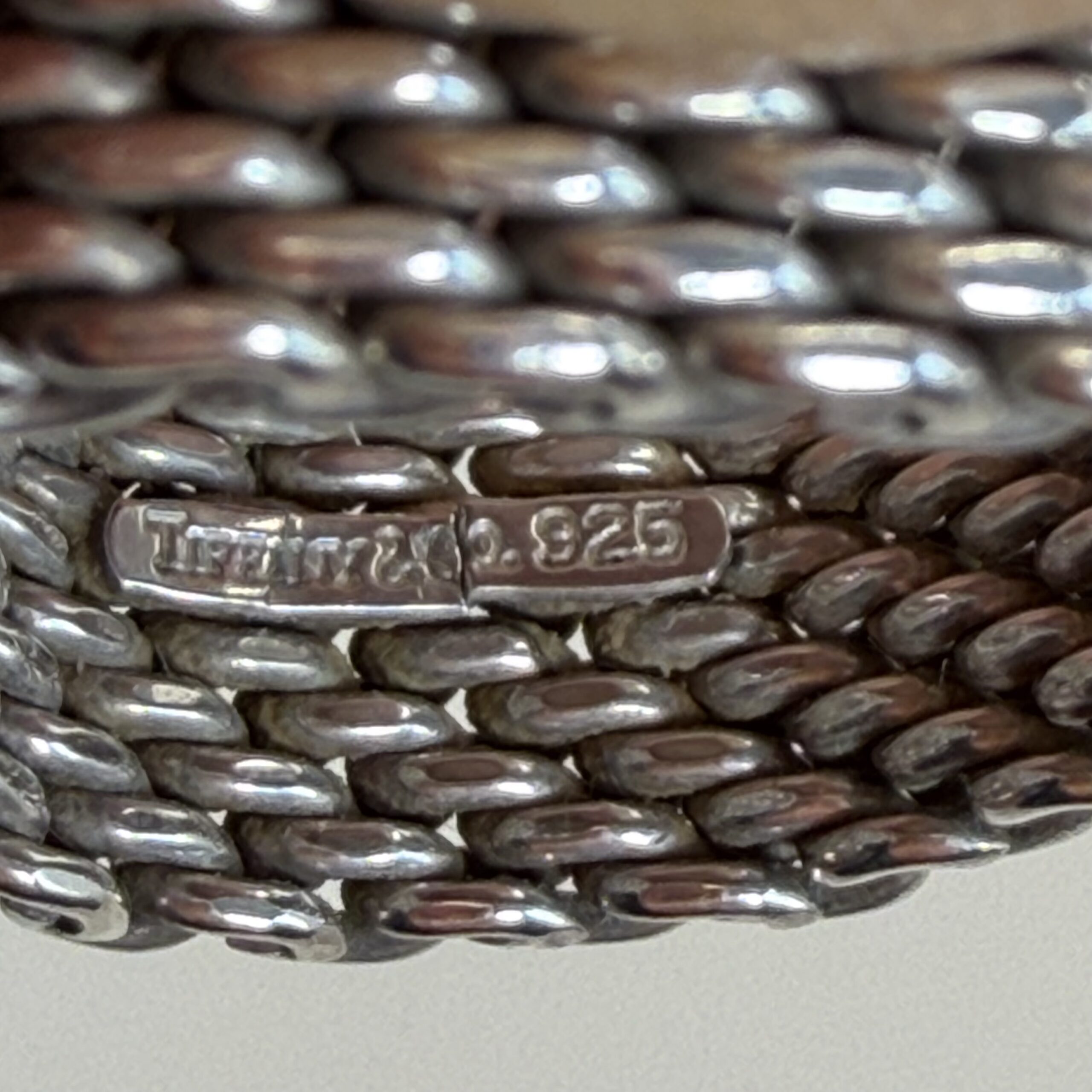 Tiffany & Co. Somerset Mesh Sterling Silver Band Ring size 8.5-9 - Image 2