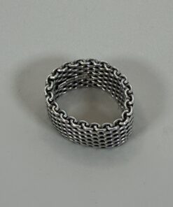 Tiffany & Co. Somerset Mesh Sterling Silver Band Ring size 8.5-9