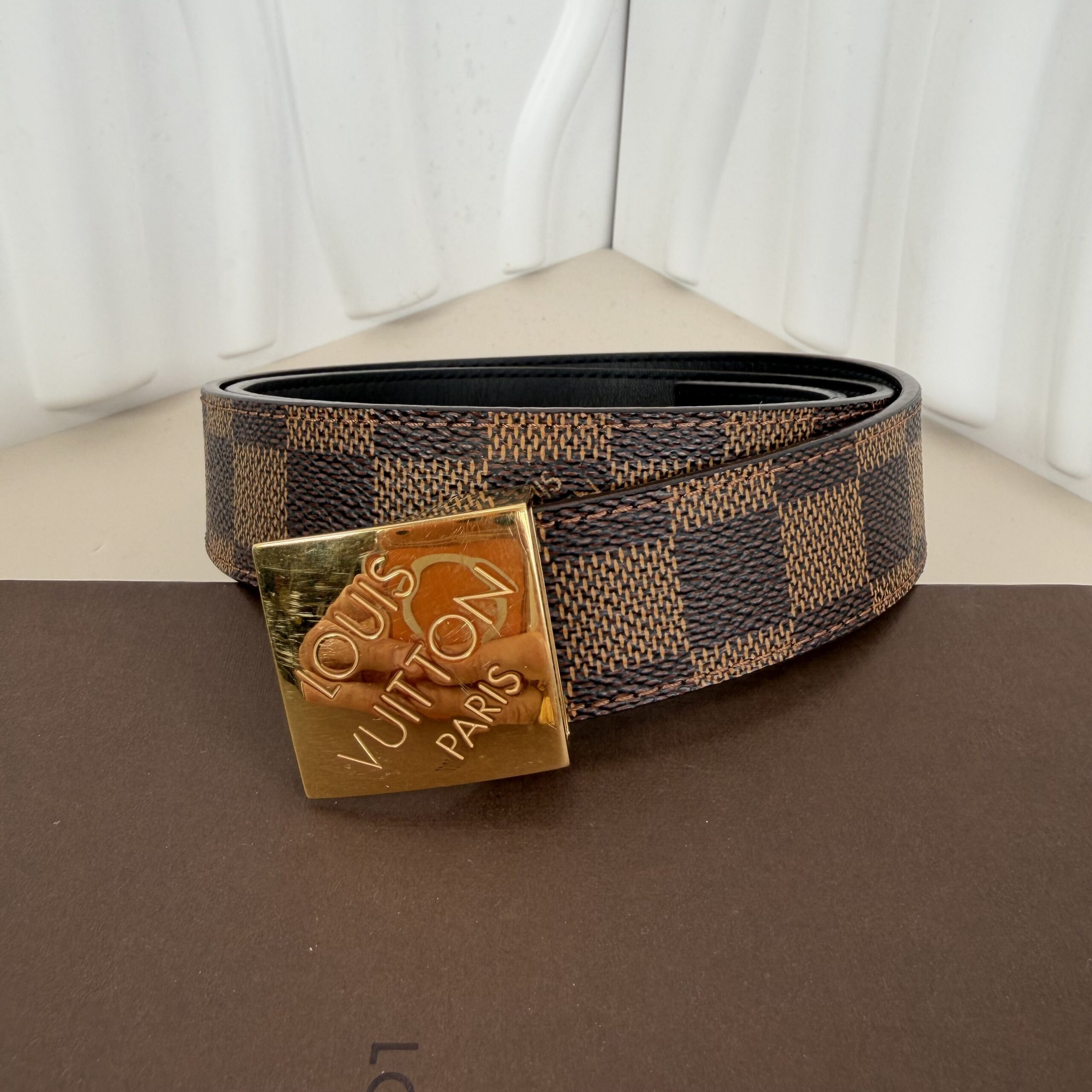 Louis Vuitton Damier Ebene Belt with Gold Buckle size 85/34