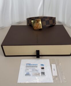 Alternative view of Louis Vuitton Damier Ebene Belt with Gold Buckle size 85/34