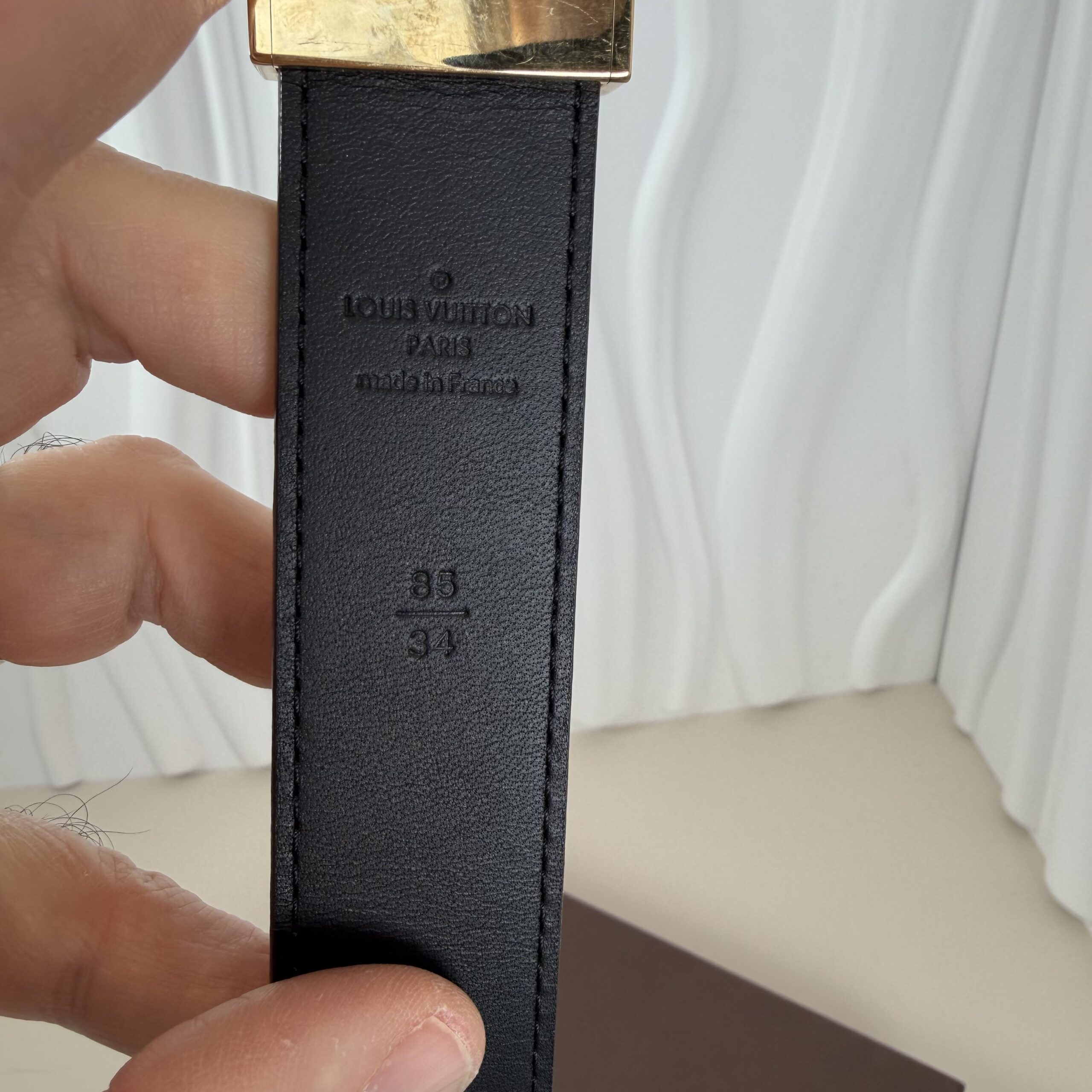 Louis Vuitton Damier Ebene Belt with Gold Buckle size 85/34 - Image 3