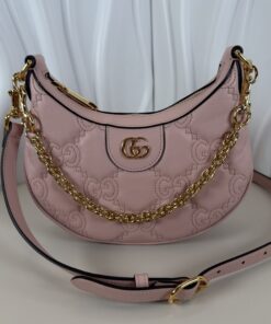 Gucci mini GG Matelassé shoulder bag in a light pink hue
