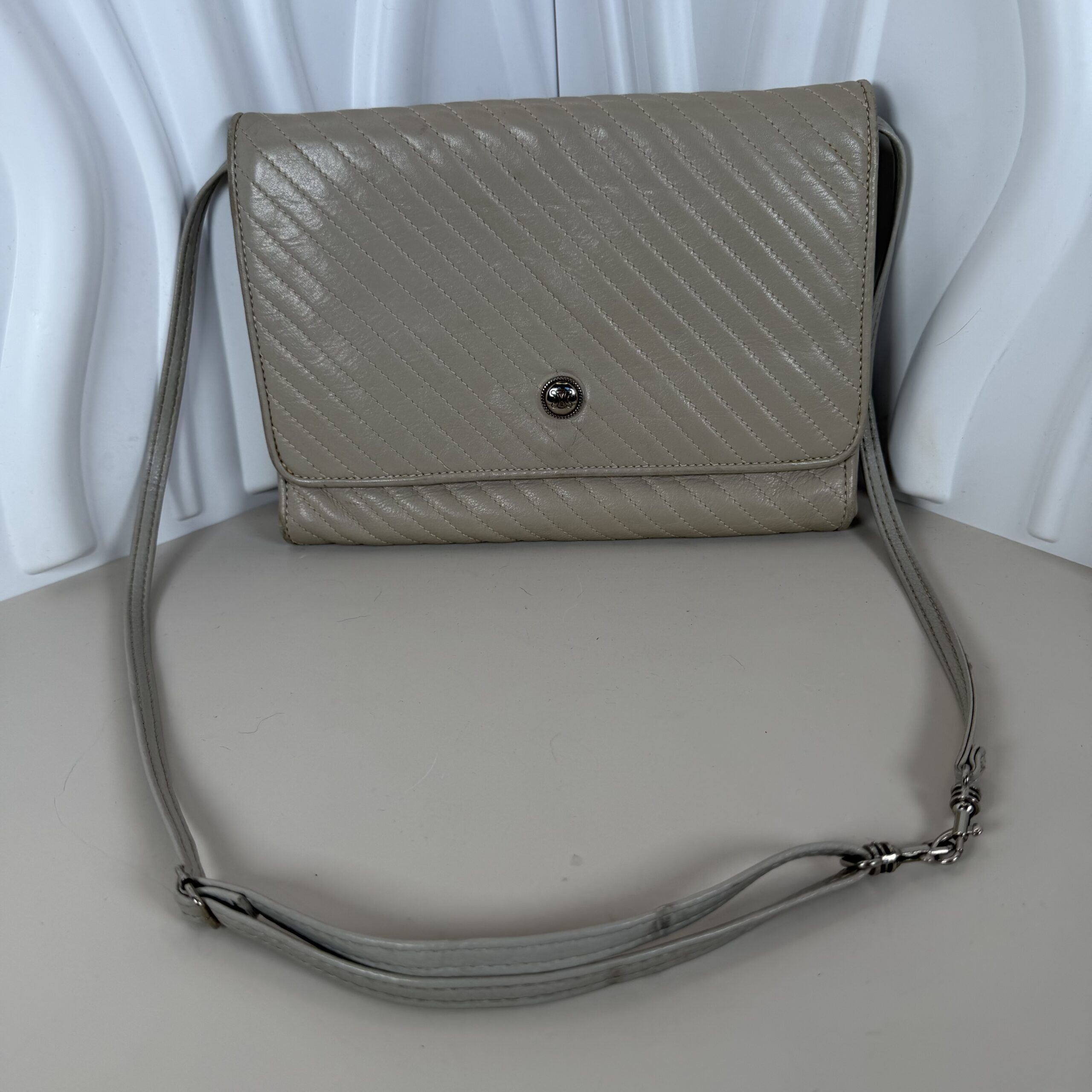 Celine Light Grey Quilted Crossbody Bag