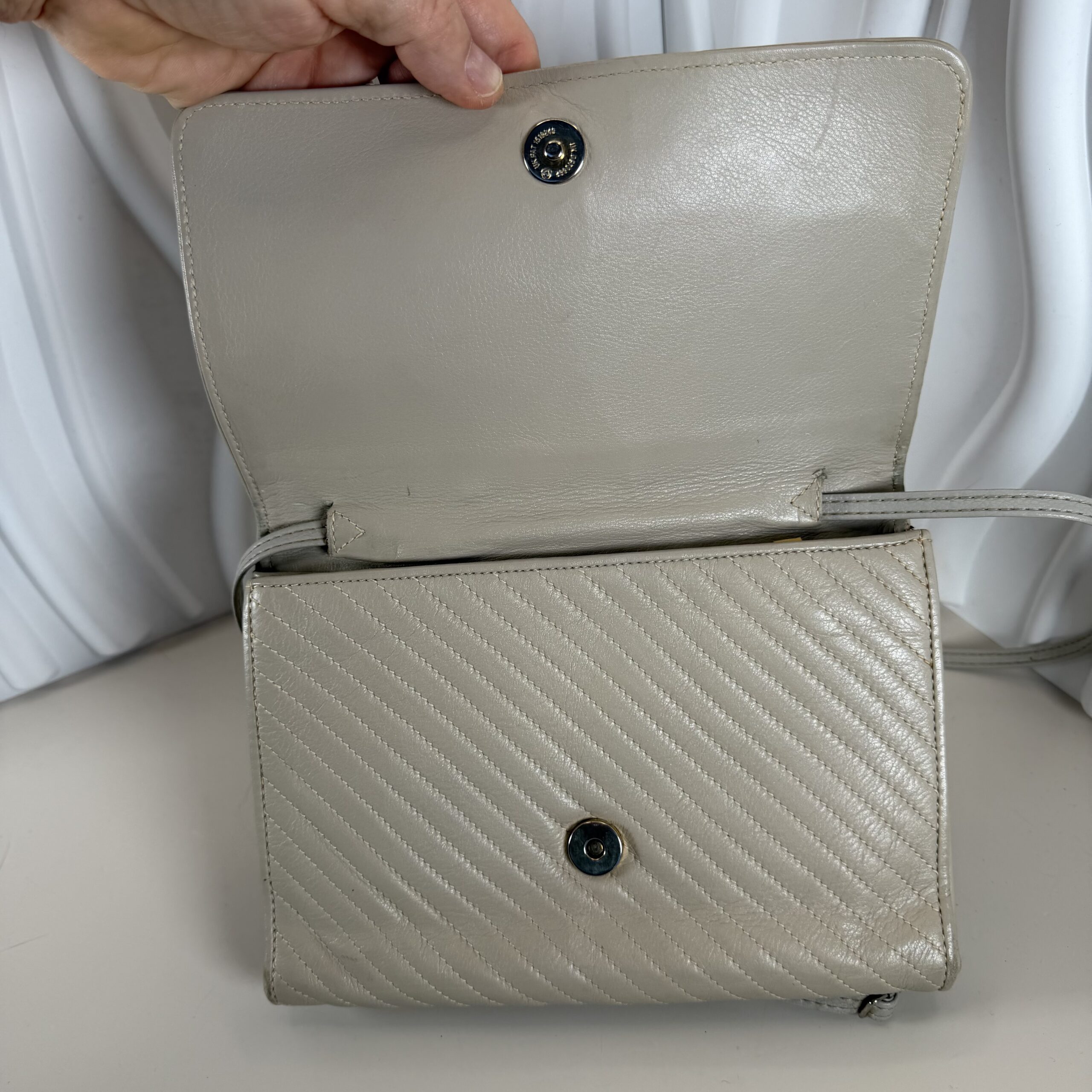 Celine Light Grey Quilted Crossbody Bag - Image 5