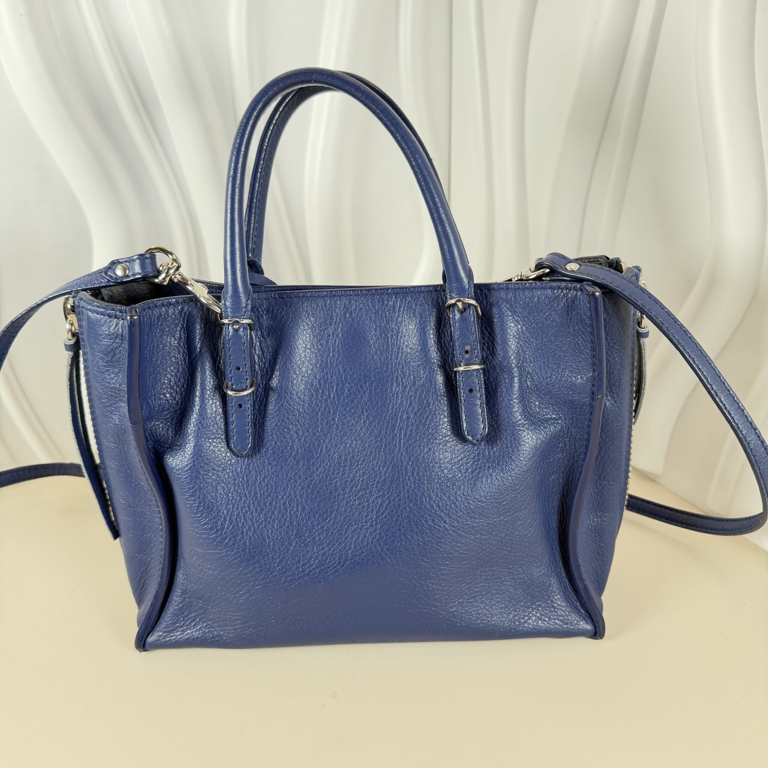 Balenciaga Navy Blue Leather Mini Papier A4 Tote - Image 2