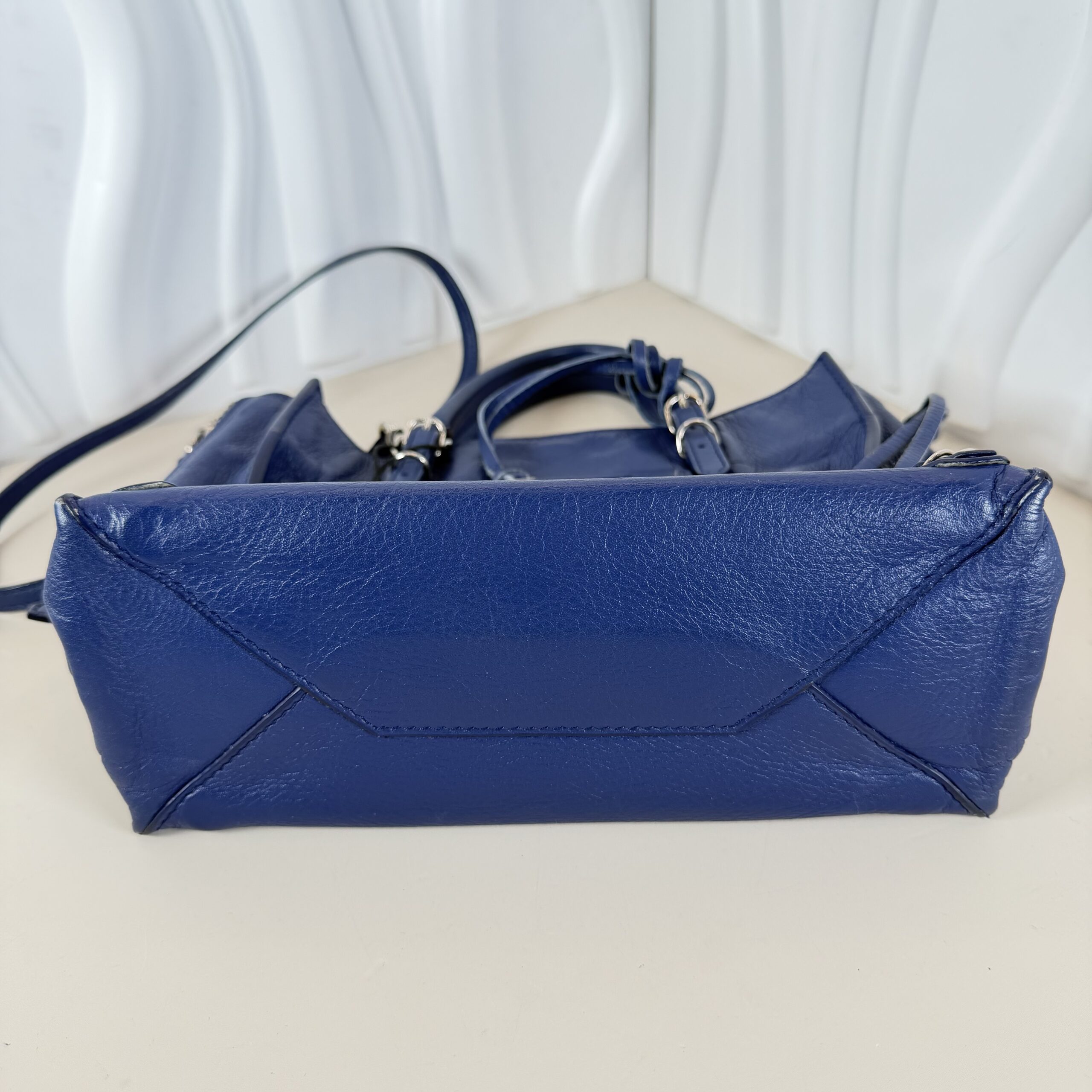 Balenciaga Navy Blue Leather Mini Papier A4 Tote - Image 5