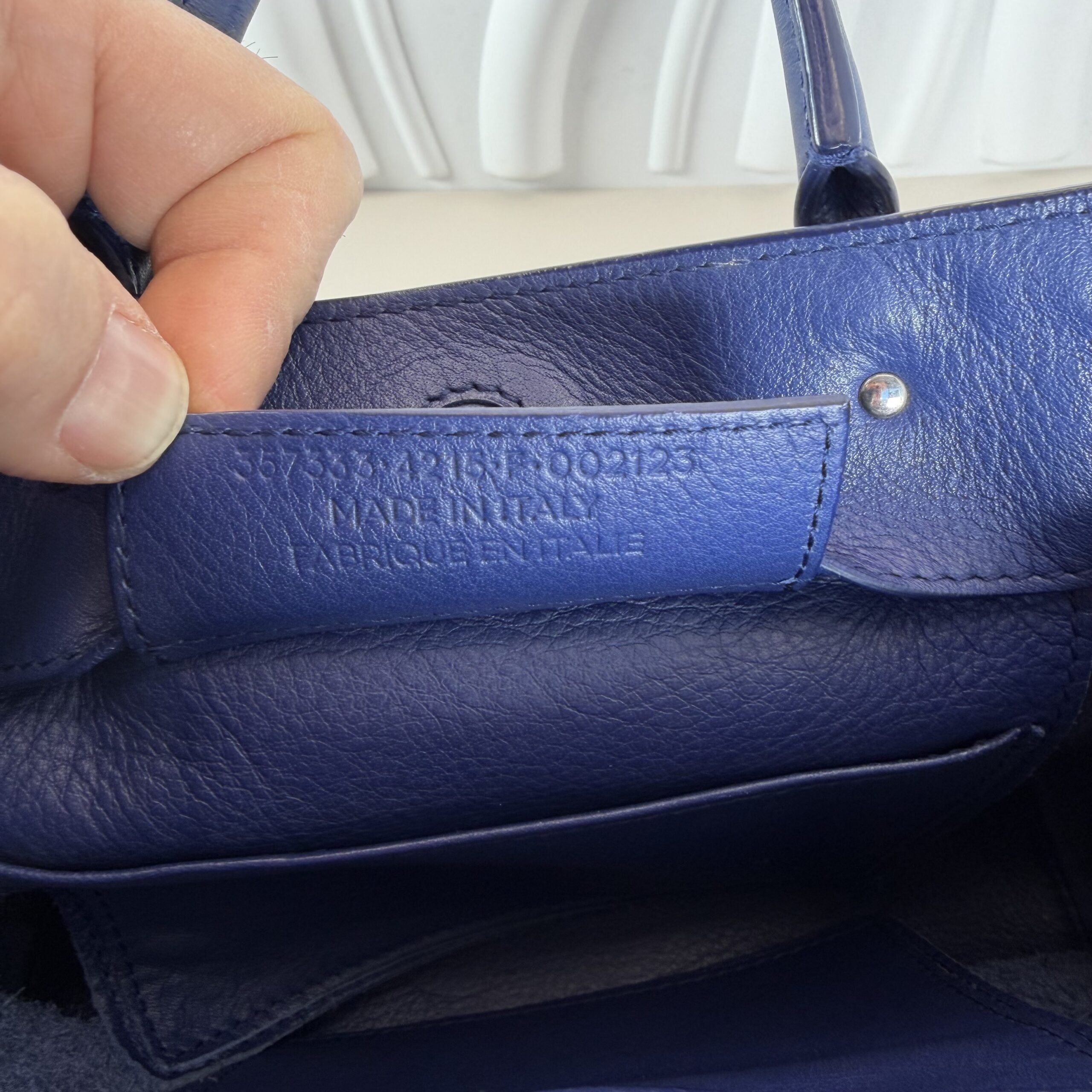 Balenciaga Navy Blue Leather Mini Papier A4 Tote - Image 7
